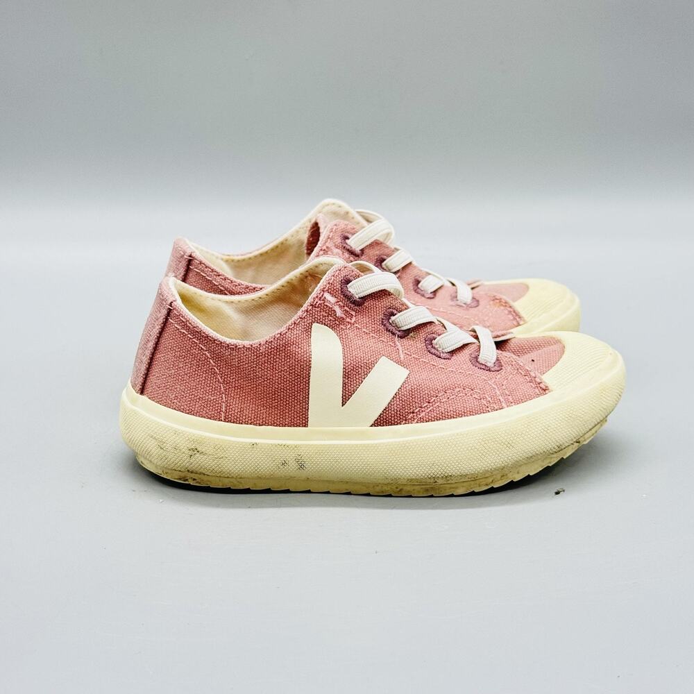 Veja Shoes Girls 8.5 Pink‎ Canvas Low Top Lace Up Flip Slip On Trainer Sneakers
